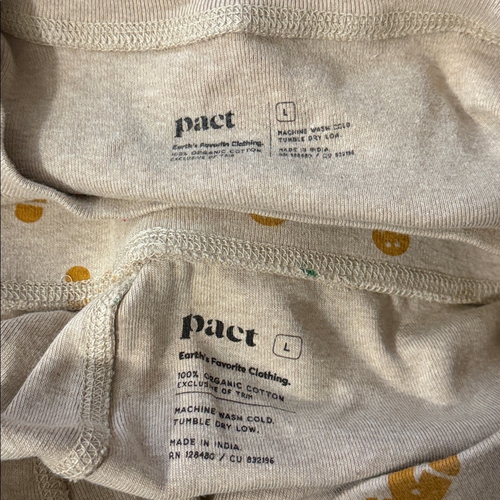 Pact Size Large Unisex Pajama 2 Piece Set Gingerbread 100% Organic Cotton Comfy - Picture 8 of 16